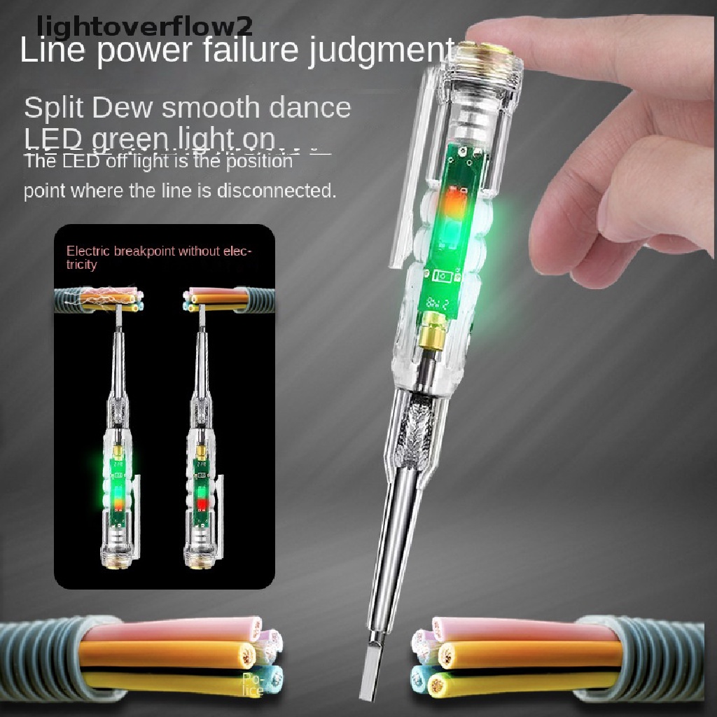 (lightoverflow2) Pena Tester Voltase Listrik 70-250V Tahan Air Dengan Lampu Indikator