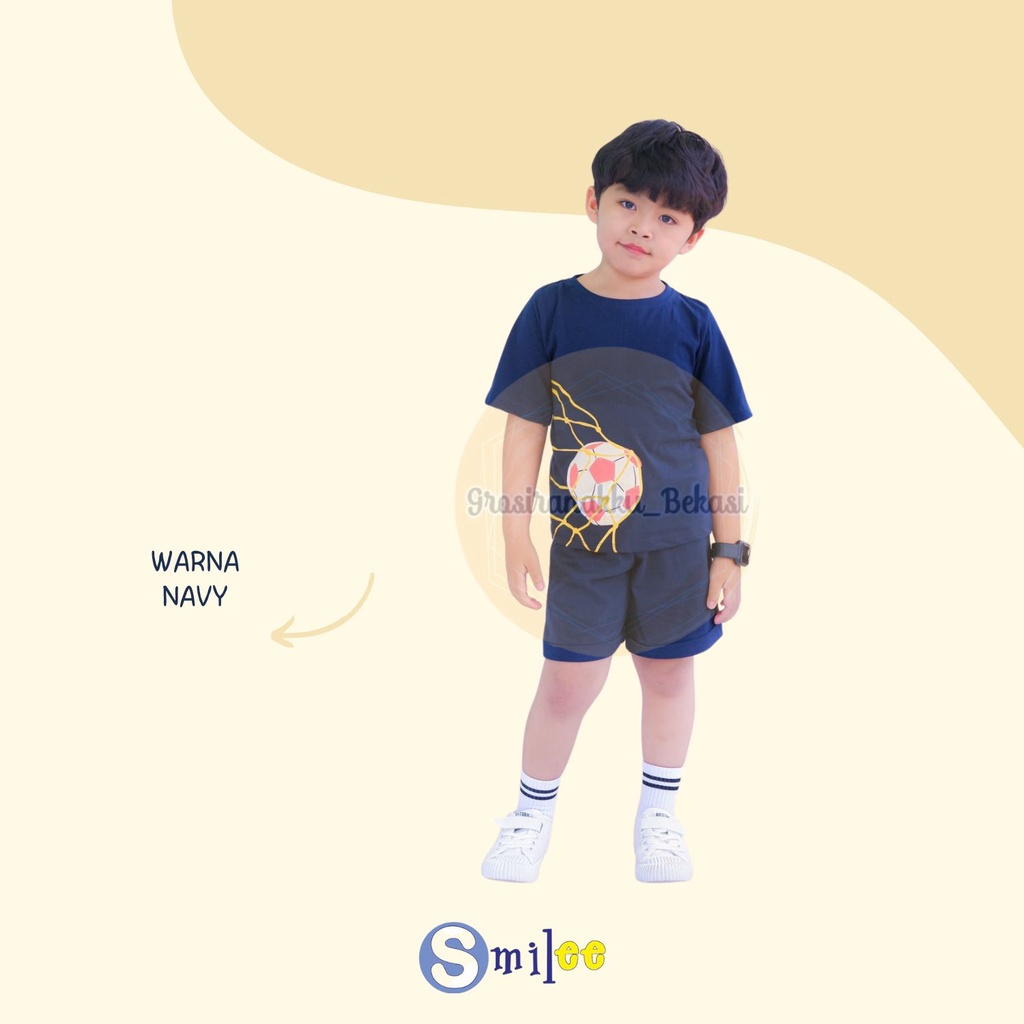 Setelan Anak Bola Keanu Smilee Warna Navy Size 1-5 Thn