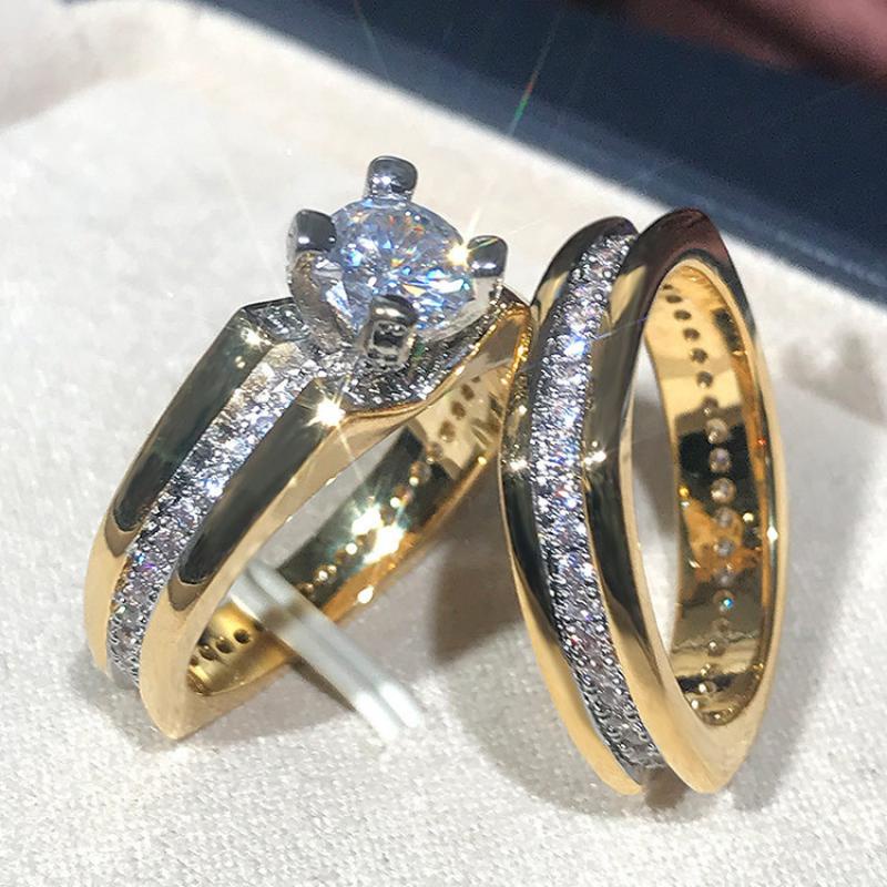 Cincin Berlian Cubic Zirconia Luminous Multi Berlian Untuk Pria Dan Wanita