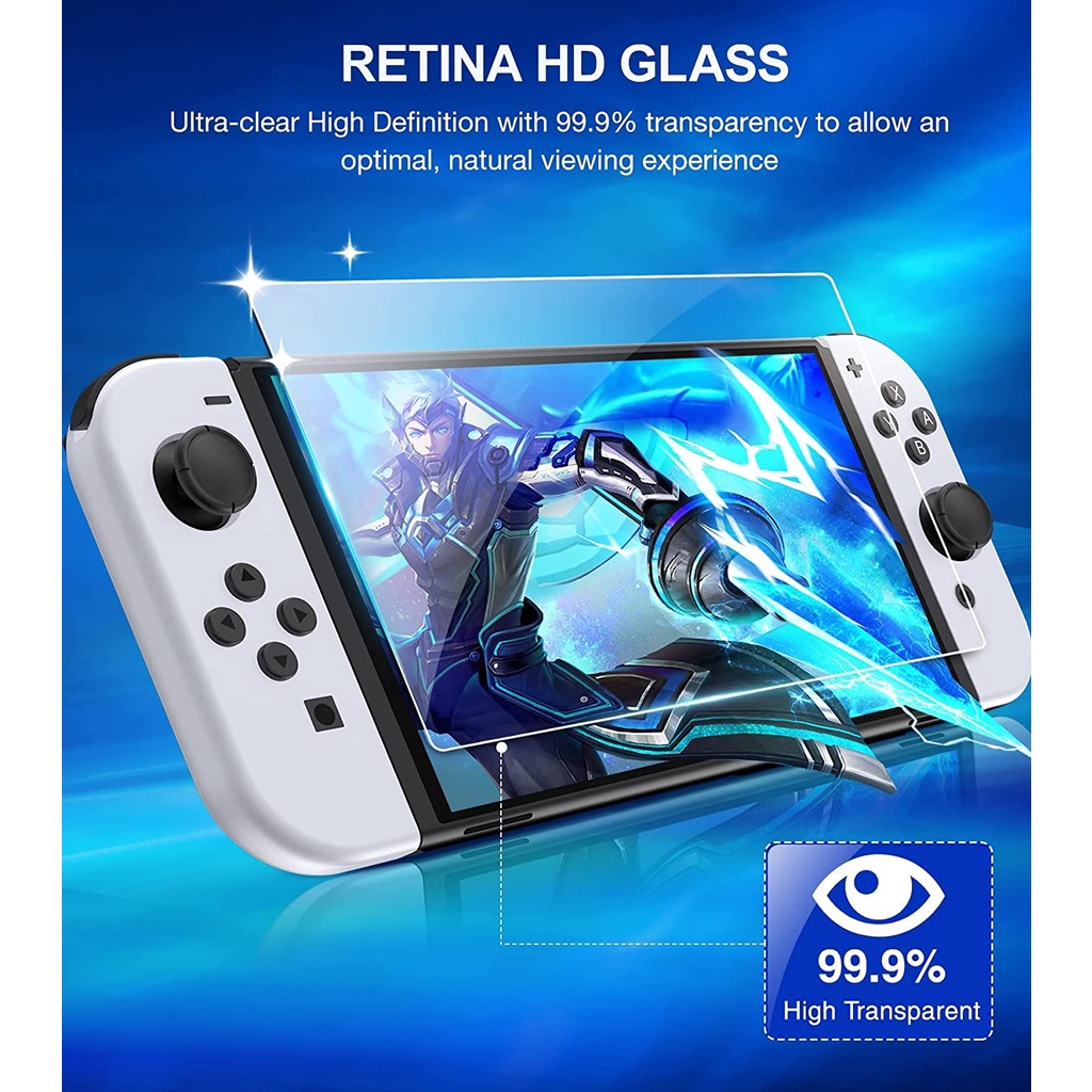 Anti Gores Tempered Glass Screen Protector 3 Pack for Nintendo Switch Oled