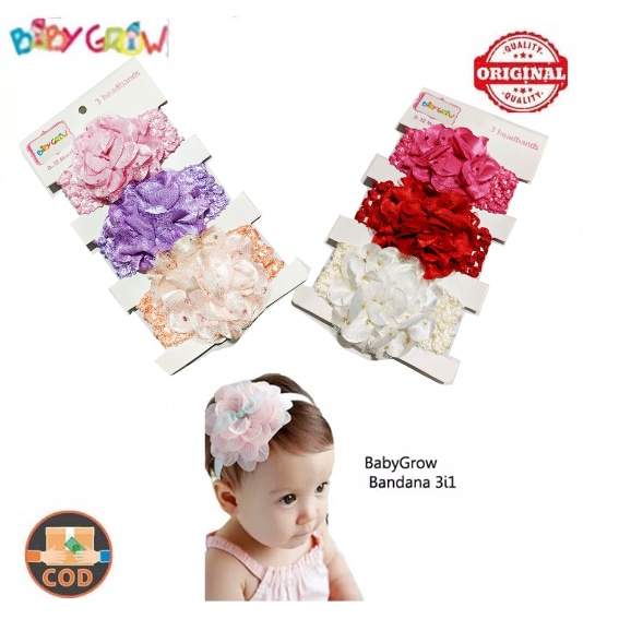 Bandana Bayi Set 3 in 1- Bando Bayi Import