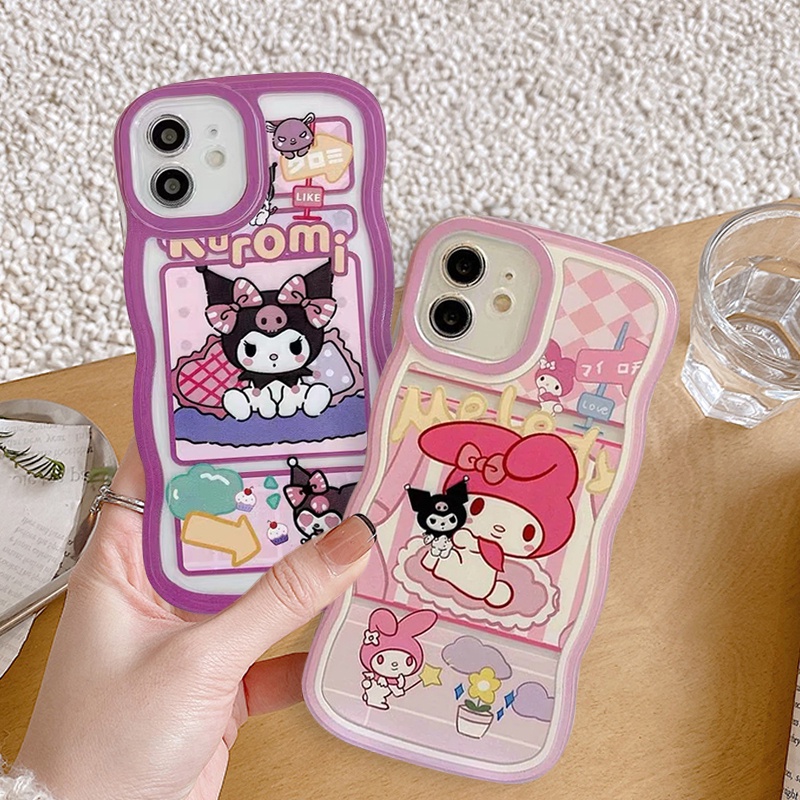Casing Kuromi Melody Kartun Lucu Untuk Samsung A14 A04 A32 A04s A53 A50 A51 A04E A13 A12 A23 A03s A03 A20s A50S A30 A31 A11 A22 A52 A33 A20 A52s A21s Wavy Edge Transprent Soft Cover