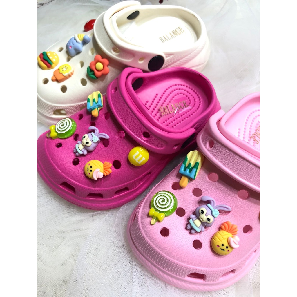 Sepatu Sandal Anak Perempuan Baim Import Tali Belakang Dengan Mainan Jibbitz