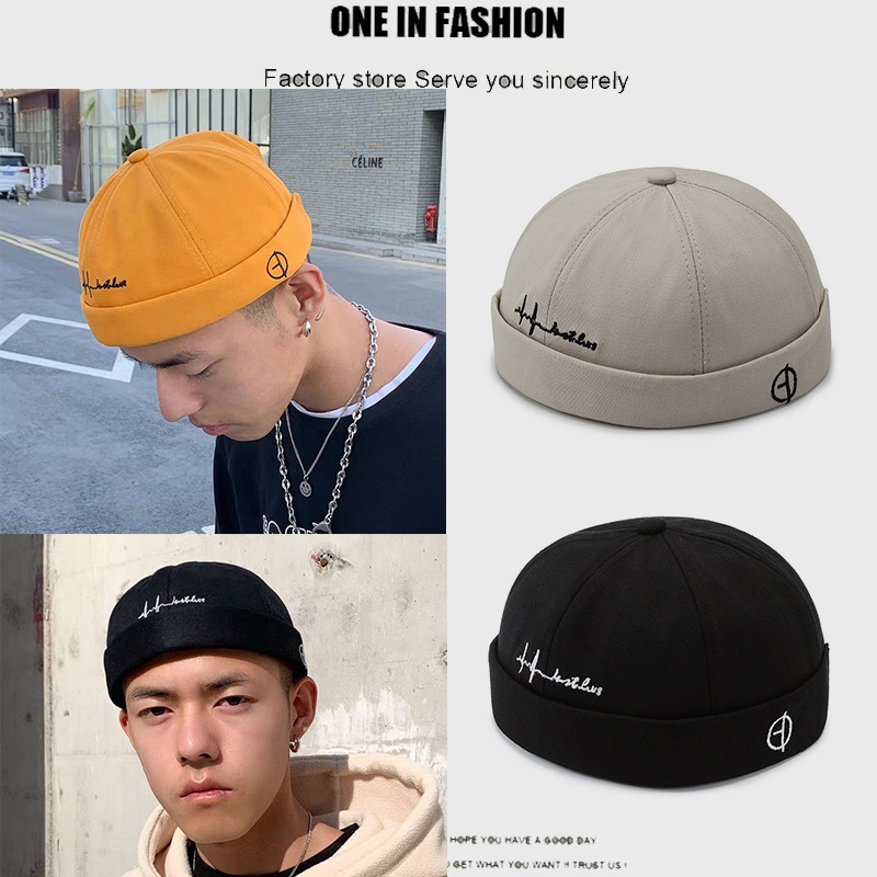 Topi beanie Bahan Katun Gaya Retro Kasual Untuk Pria