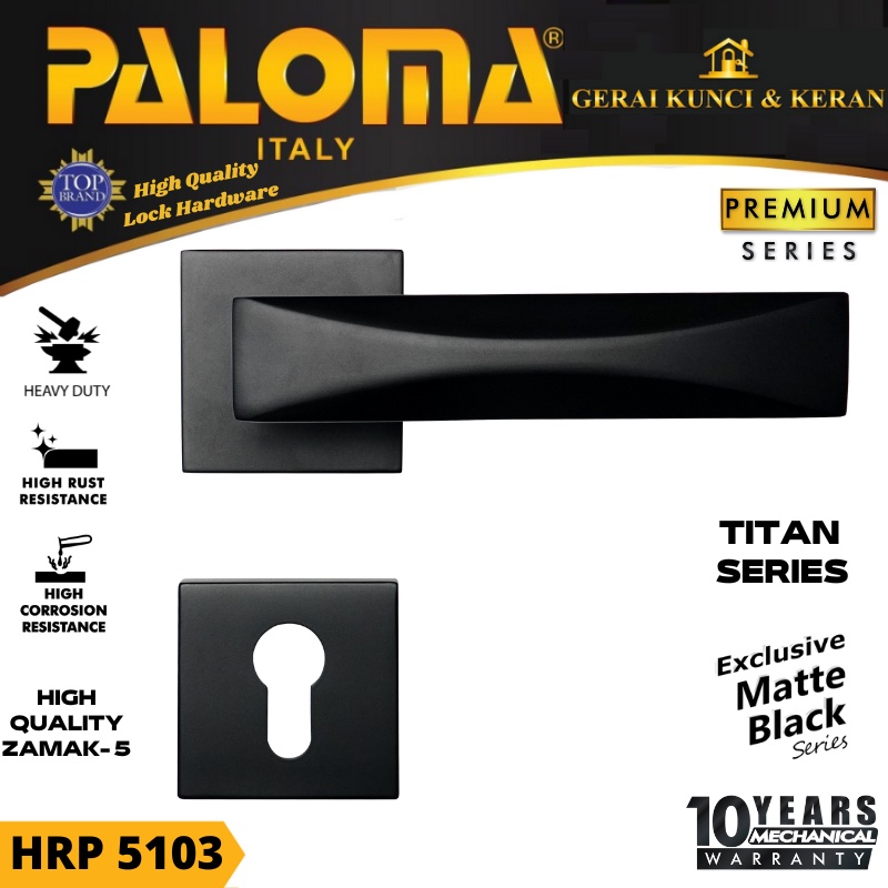 PALOMA HRP 5103 HANDLE ROSES TITAN GAGANG PINTU RUMAH HITAM BLACK MATT