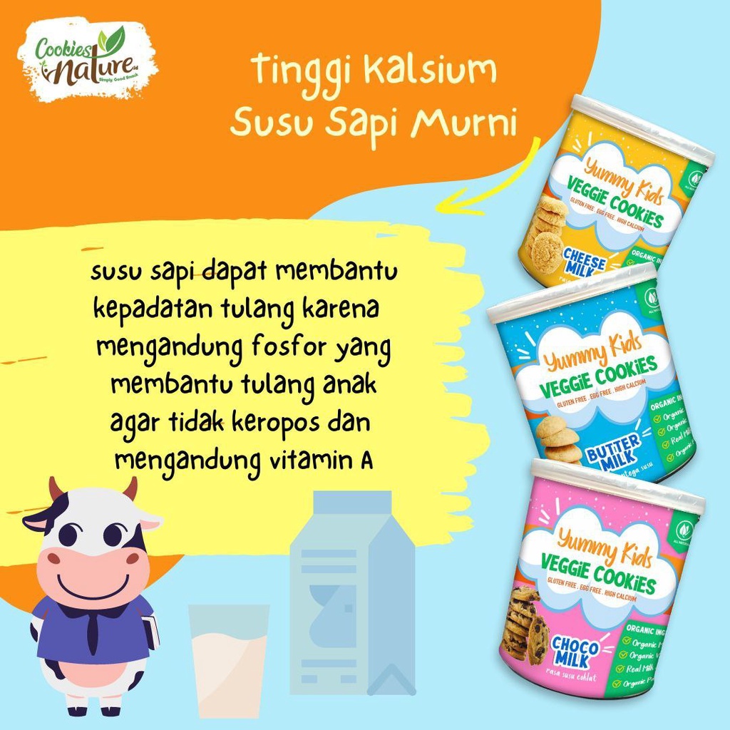 Yummy Kids Natural Veggie Cookie Biskuit Sayur Organik MPASI Tanpa Pengawet Premium Gluten Free &amp; Egg Free Pelangi Anak Original Kemasan 150gr
