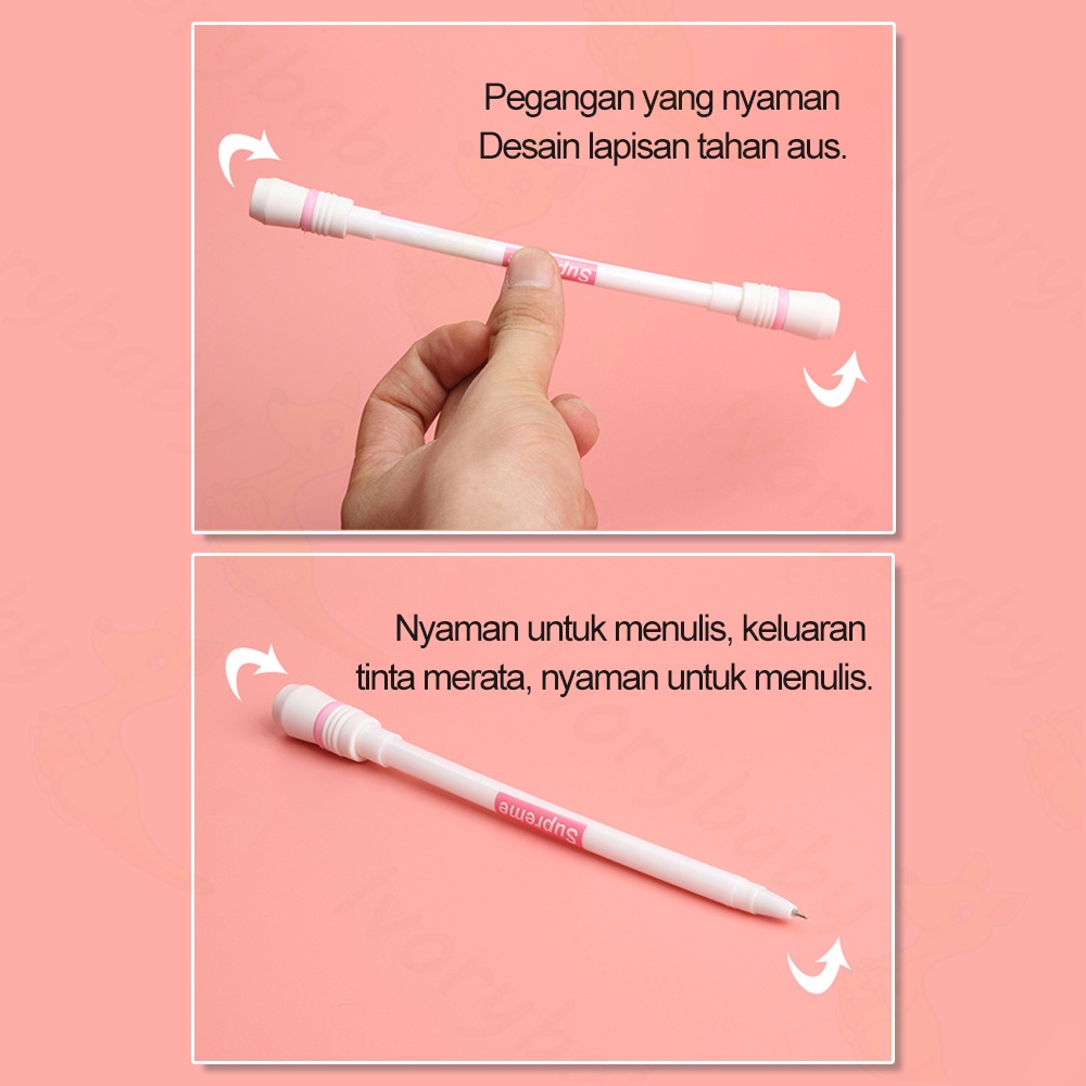 Ivorybaby Pen spinning/spining Gel pen Pulpen putar Spinner Bolpoin anti slip anak Rotating Pen