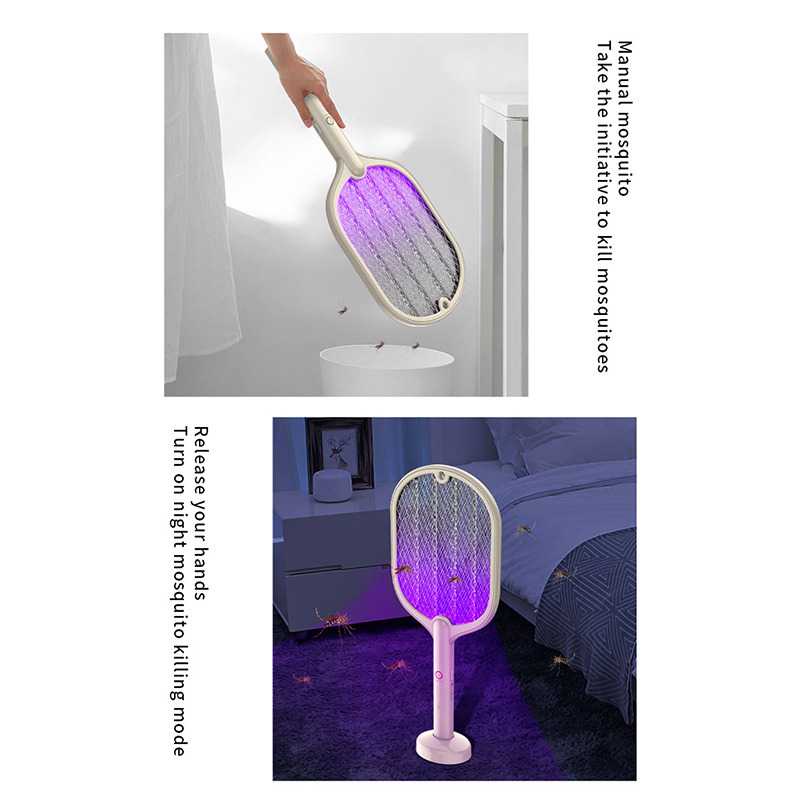 Raket Stand Nyamuk 2 in 1 Electric Mosquito Racket Rechargeable CE2