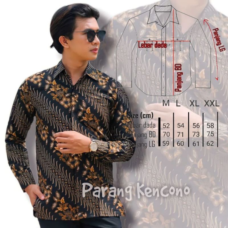 Batik Pria Lengan Panjang Seragam Kantor _ Atasan Batik Cowo Lengan Panjang Kerja Kantor Seragam Katun Premium Original Batik Pekalongan M L XL XXL