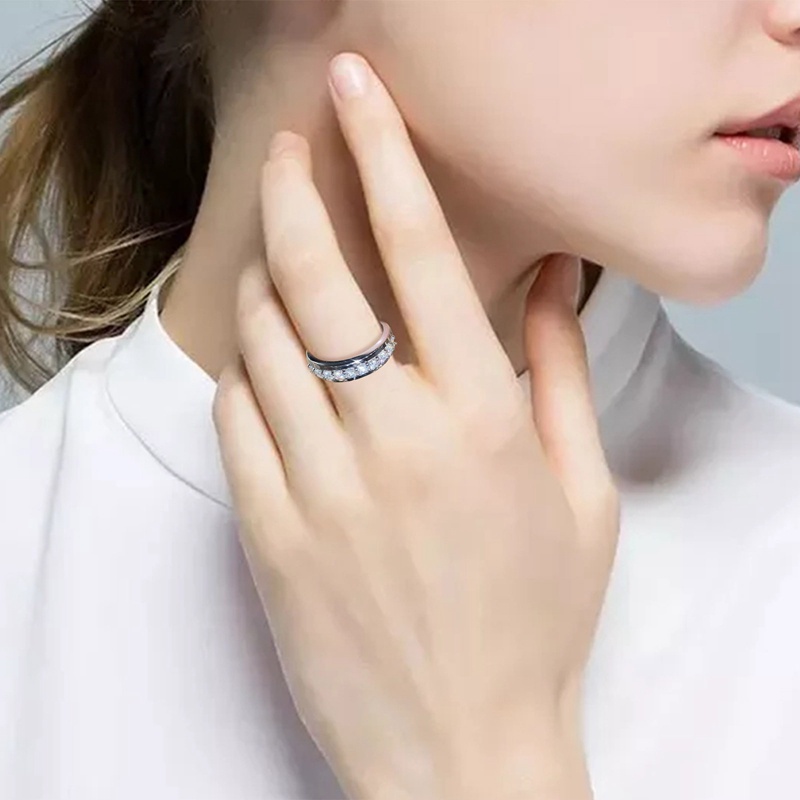 Fancyqube Cincin Berlian Zircon Bentuk Persegi Warna Silver Gaya Korea Untuk Wanita