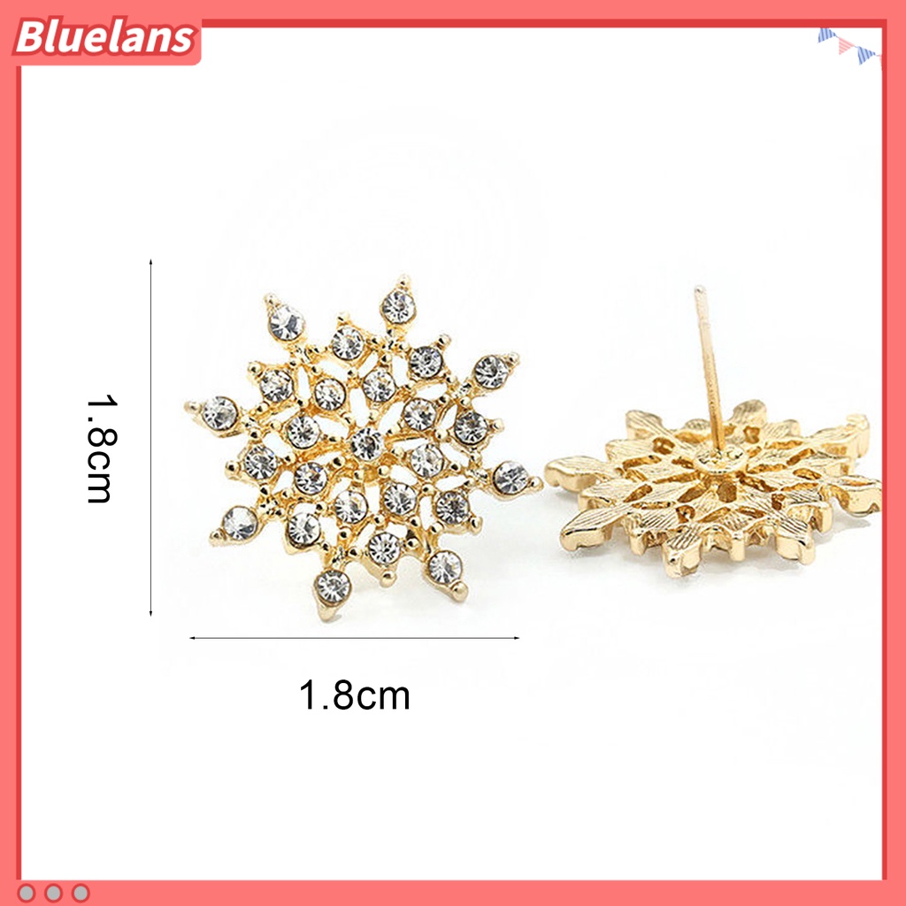 Bluelans 1 Pair Women Fashion Elegant Snowflake Rhinestone Earrings Ear Studs Jewelry Gift