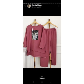 SETELAN VIRAL SABLON TERBARU TRENN ( BAJU + CELANA ) SET WANITA MASA KINI