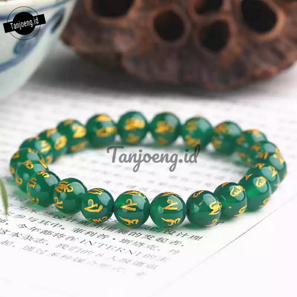 Gelang Batu Tibet Mantra Obsidian Feng Sui Gelang Keberuntungan Varian Warna Doff