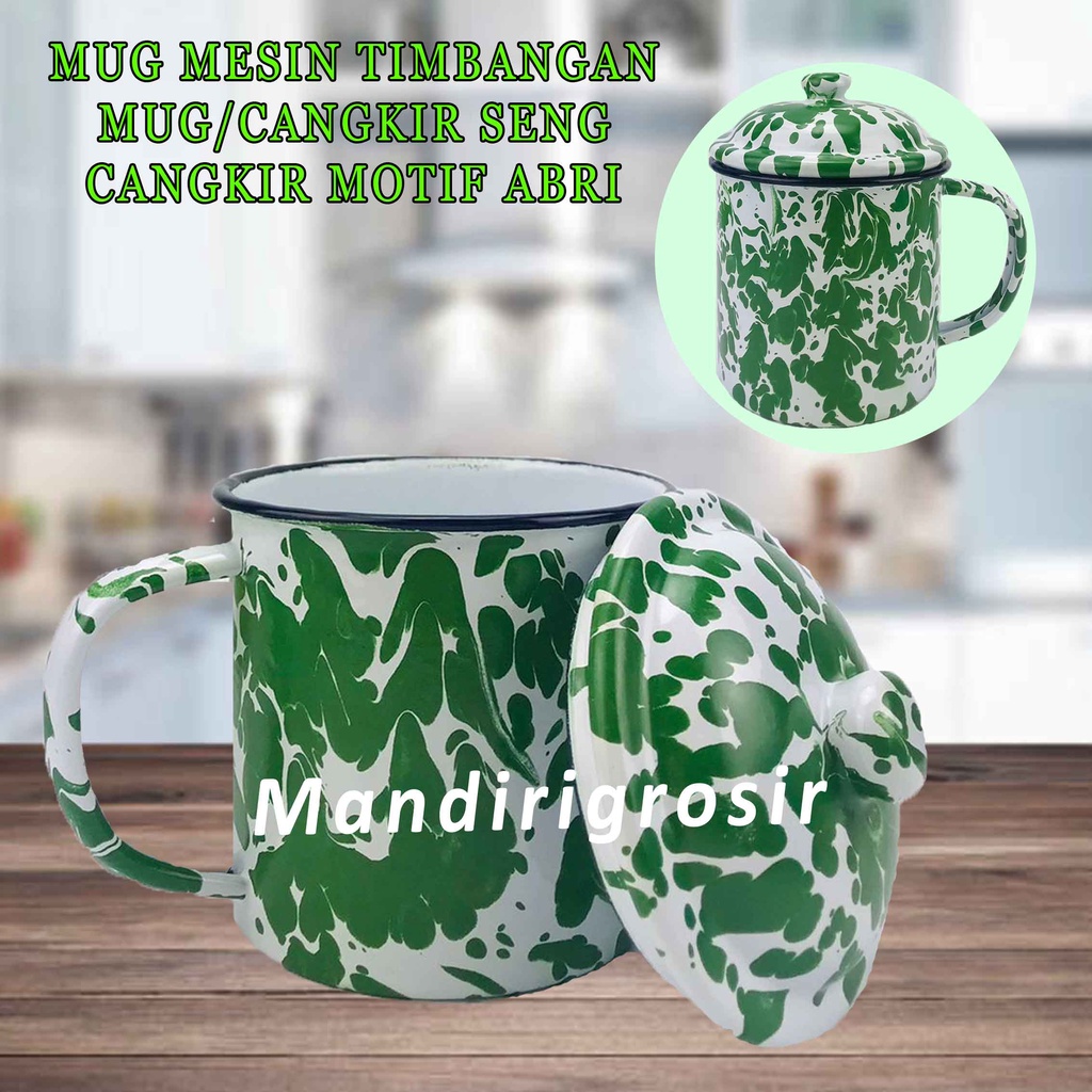 Mug Enamel * Cangkir + Tutup * Mug Loreng Jadul * Cangkir Seng Bercorak