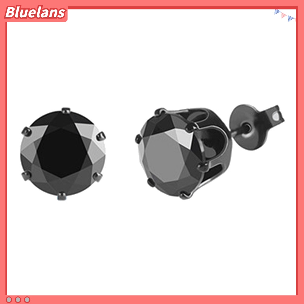 Bluelans 1Pc Punk Men Women 6/8mm Black Six Claw Cubic Zirconia Stud Earrings Jewelry