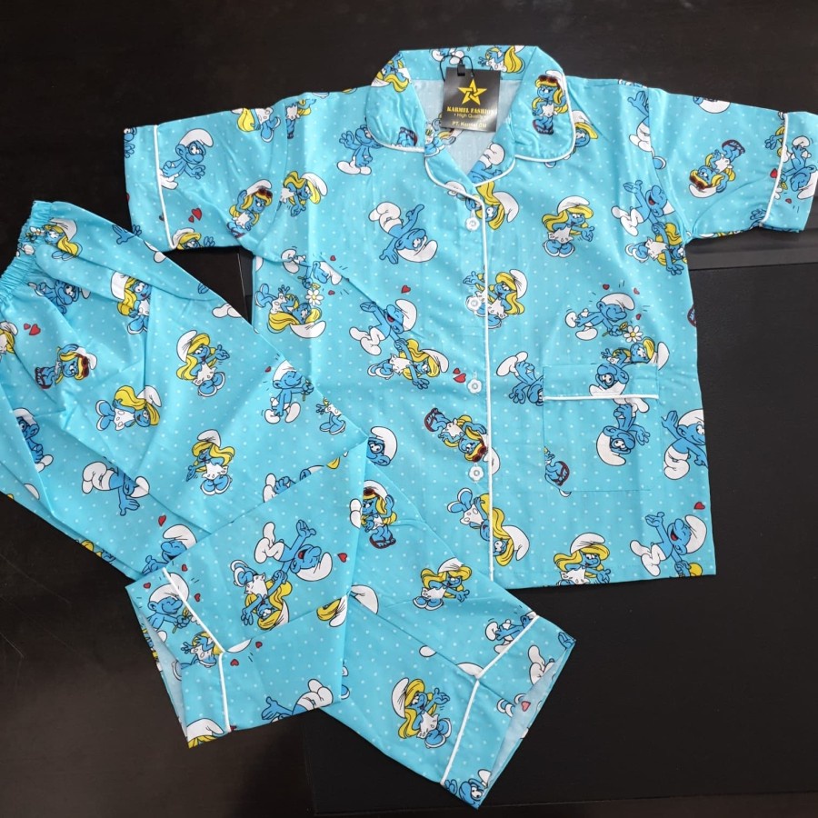 (Premium) Baju Piyama Anak Karakter Smurf