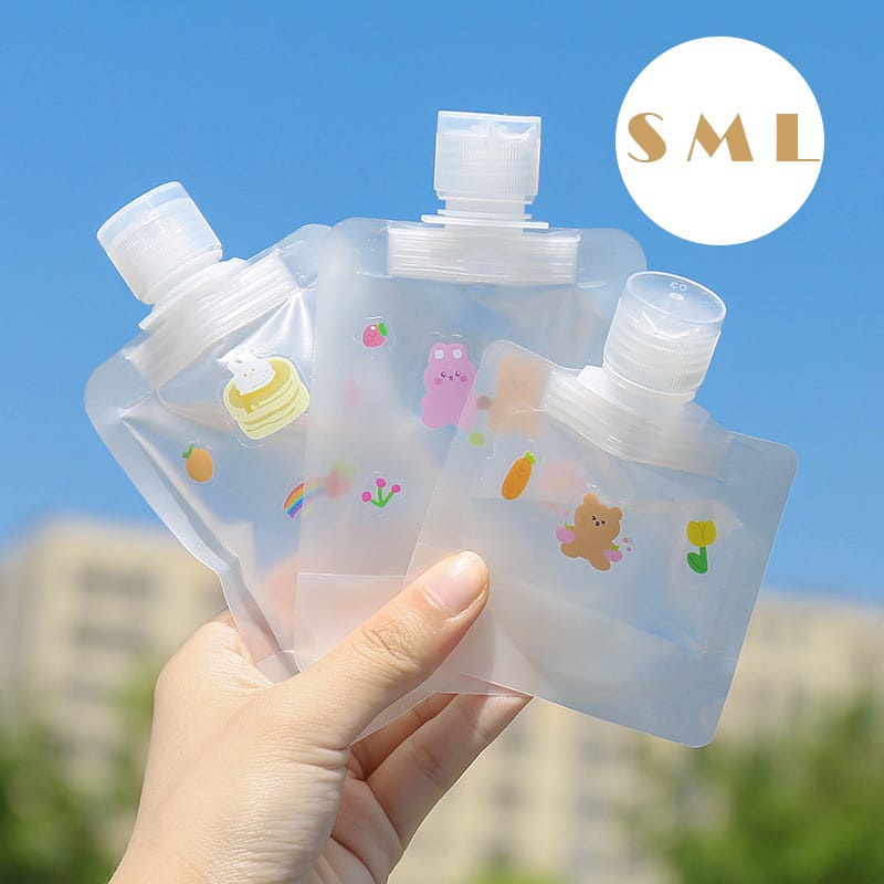 30 / 50 / 100ml Botol Refill Pouch Tas Dispenser Aesthetic Lotion Model Lipat Tahan Bocor Dengan Corong Stiker Untuk Travel F820