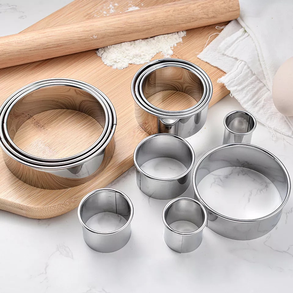 Cetakan Kue Roti Set 11 in 1 FREE BOX Bulat Stainless Steel Ring Cutter Bread Baking Stainless Steel Cetakan Ring Set Cutter Mousse TERLARIS TERMURAH