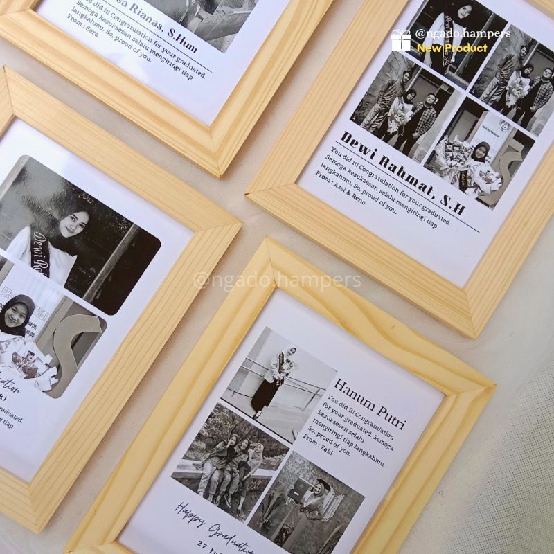 [ 1 Hari Jadi ] Bingkai Memori ~ Pigura Kayu Cetak Foto Kado Custom | Kado Wisuda/Graduation | Kado 