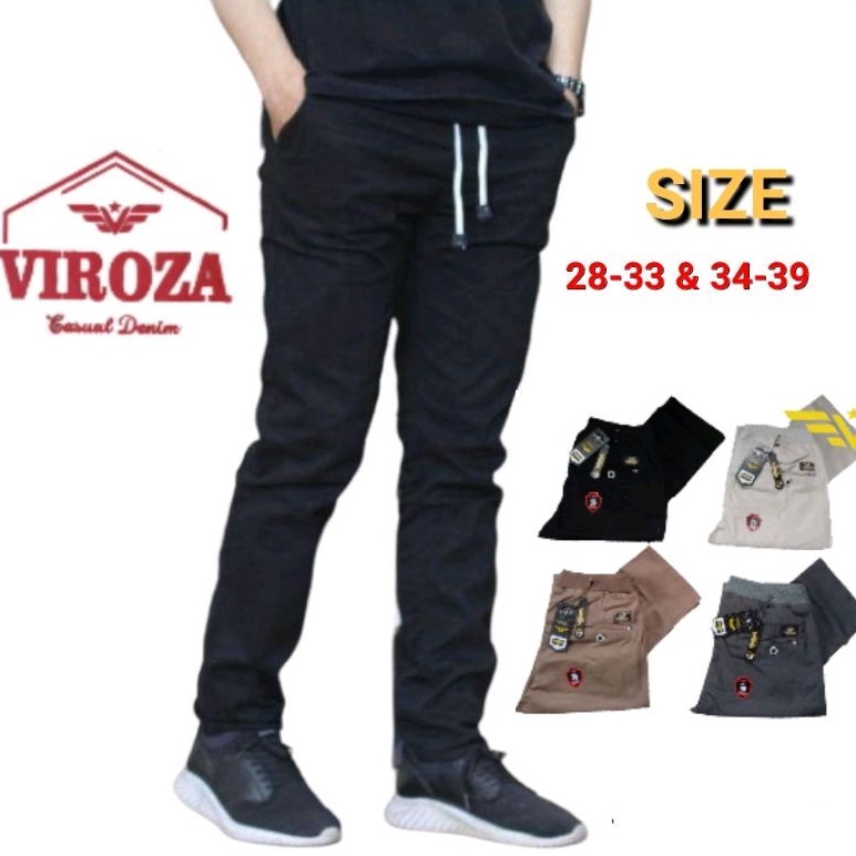 CELANA PANJANG CHINO PRIA PINGGANG KARET ORIGINAL VIROZA 28-39 JUMBO