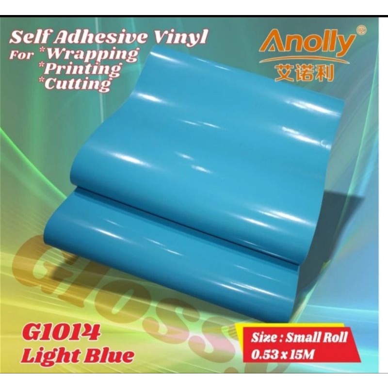 Sticker Anolly G1014 M2014 Light Blue Biru Muda Glossy Doff 50cm x 1meter