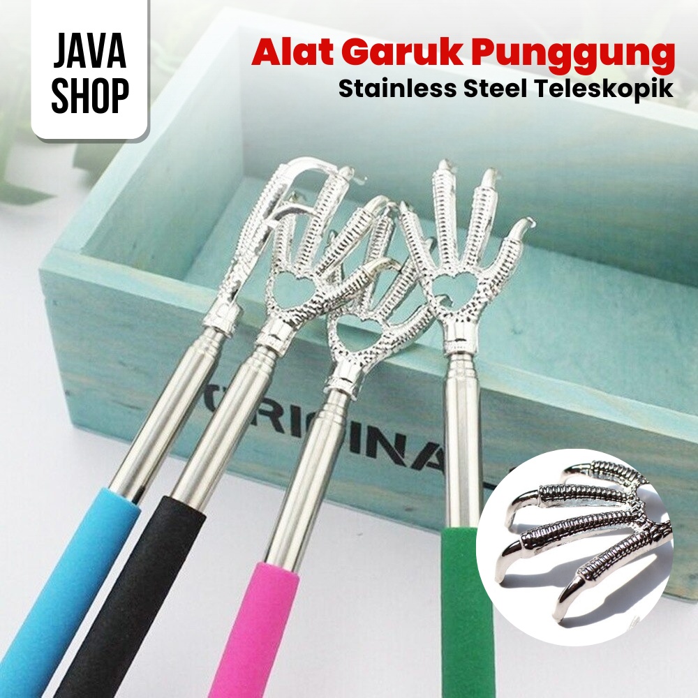 JAVASHOP Alat Garuk Punggung Teleskopik Stainless Steel Bentuk Cakar Elang