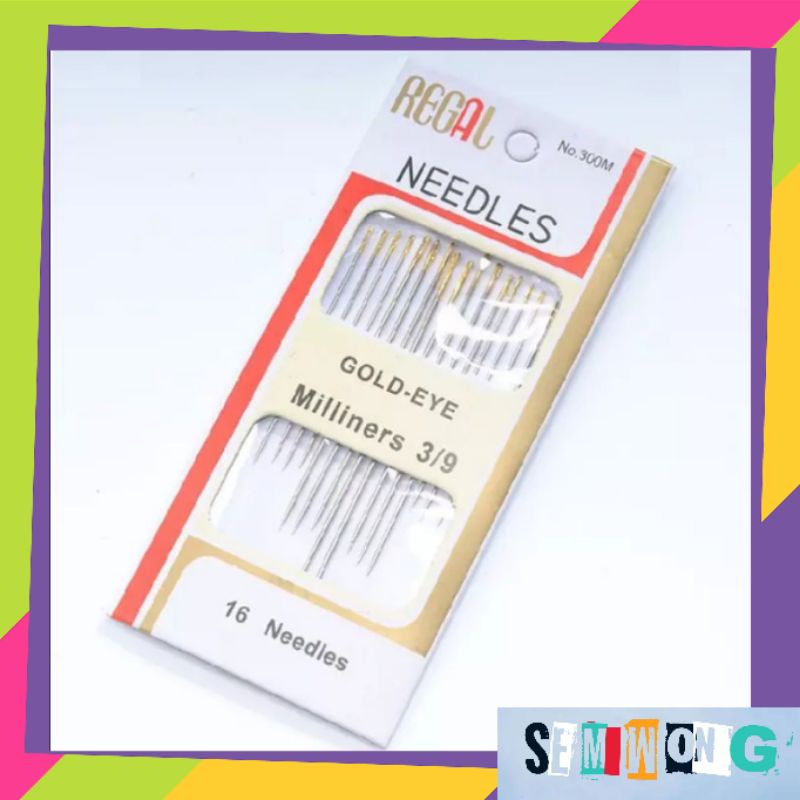 JARUM JAHIT TANGAN REGAL GOLD EYE MILINERS 3/9 isi 16pcs / REGAL 16 NEEDLES