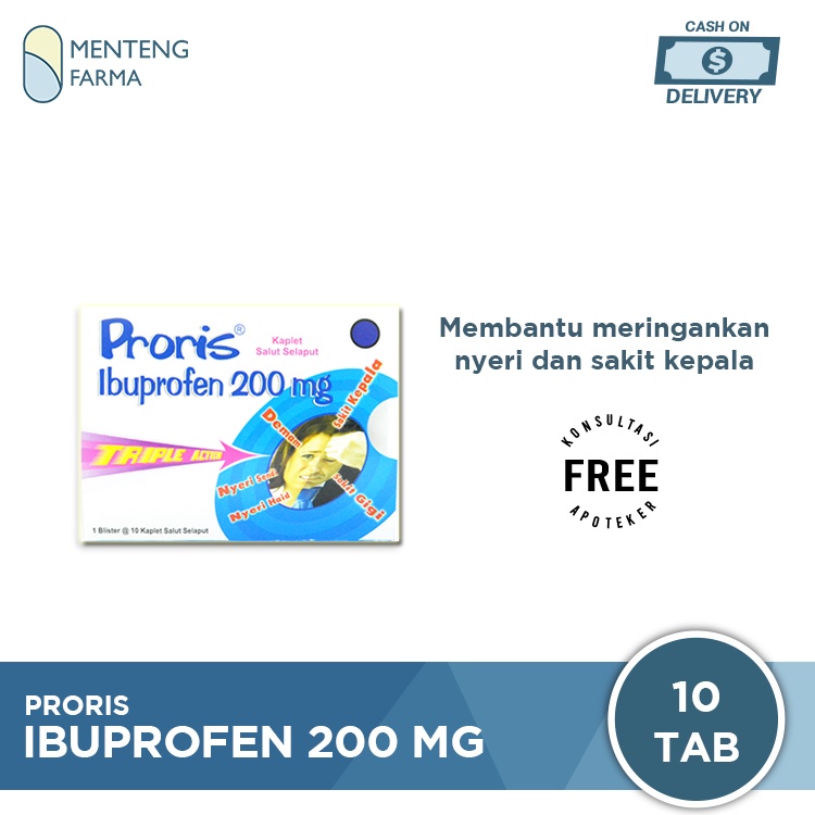 Proris 200 Mg 10 Kaplet - Pereda Demam dan Nyeri Sakit Gigi