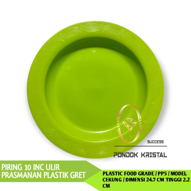 Piring Ceper 10 Inchi Motif Ulir gret Plastik Piring Katering Prasmanan Slvr
