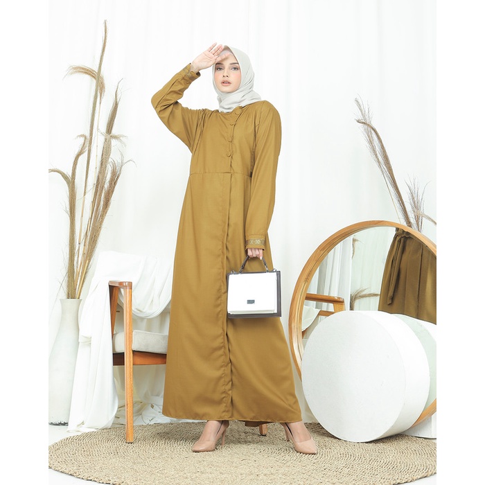 GAMIS SABEEQA Gamis toyobo fodu/seragam PNS wanita khaki bumil/seragam - S, Khaki Pemda dewasa twill