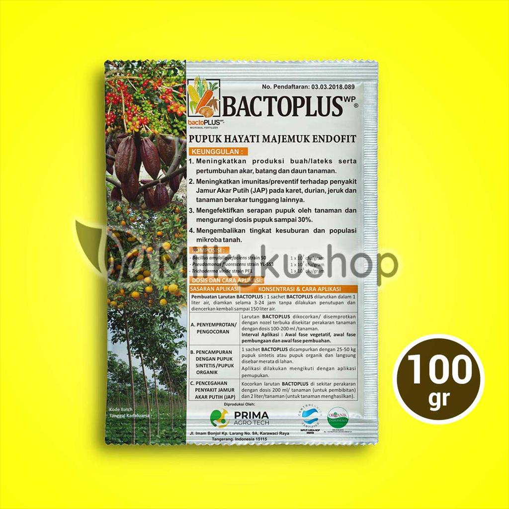 PUPUK HAYATI BACTOPLUS WP 100 GRAM PER SACHET KEMASAN PABRIK