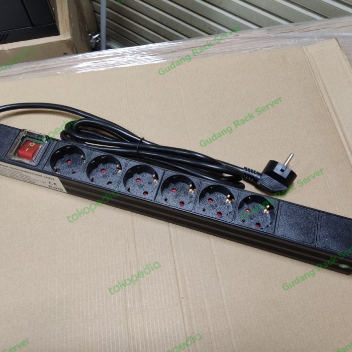 Pdu 6 Port Rackmounted 19Inch 1U Power Distribusi Unit