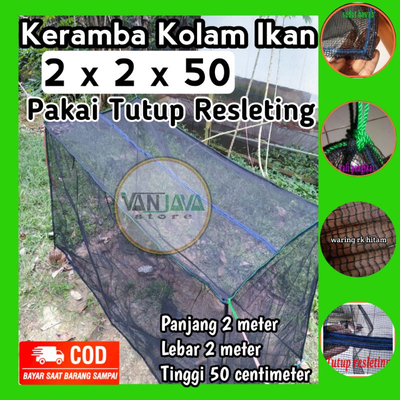 jaring kolam waring ikan 2x2x50 keramba hapa ikan burayak bibit ikan