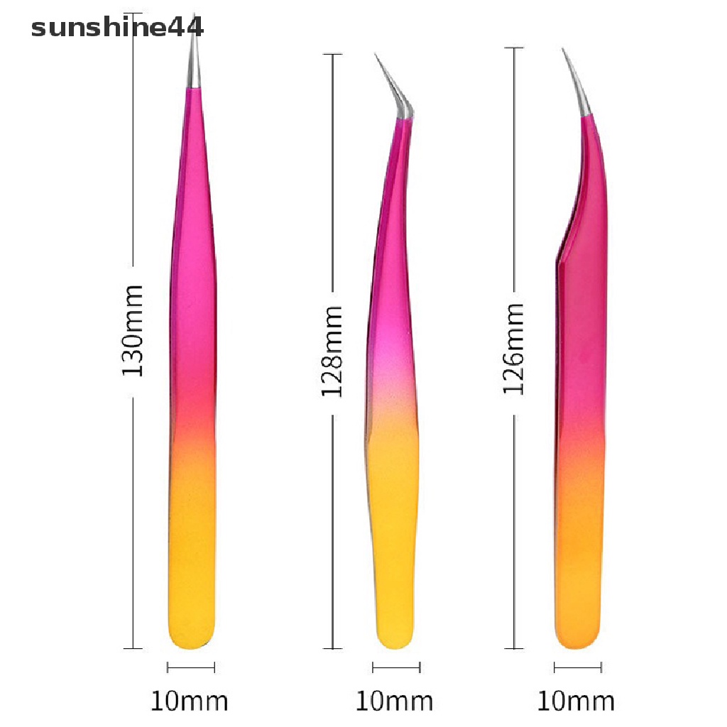 Sunshine 1PC Pinset Stainless Steel Lurus / Melengkung Untuk Extension Bulu Mata