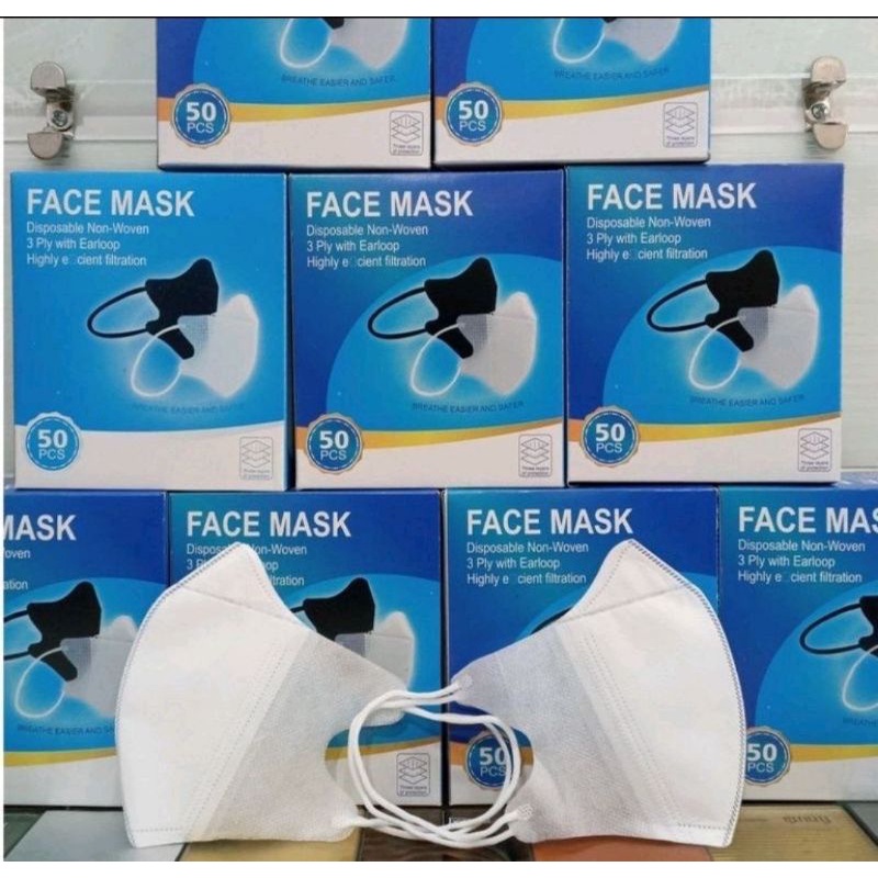 Duckbill Putih / Masker Duckbill - Putih Import ISI 50 / Masker Duckbill Putih / Duckbill Putih