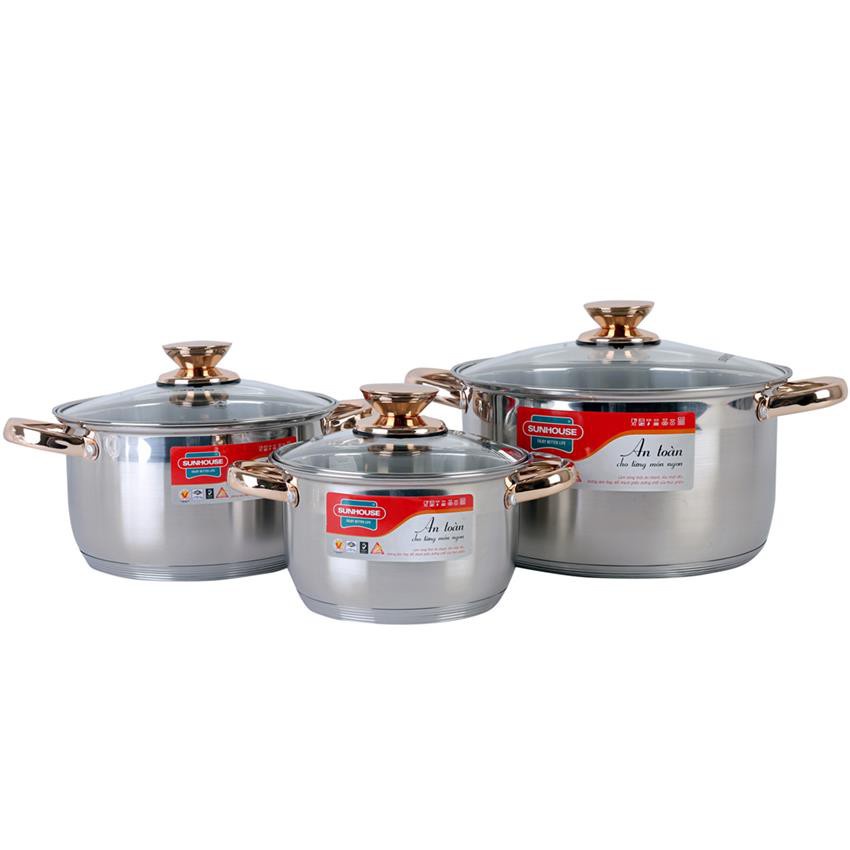 Sunhouse SH781 Panci Inox 5 Lapisan Wajan-Panci Set-Alat Masak Set-Alat Masak-Original-New Arrival-P