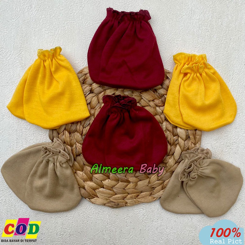 Isi 6 PCS 3 Sarung Tangan 3 Sarung Kaki Kaos Kaki Bayi Baru Lahir Usia 0-3 Bulan Almeera Baby and Kids