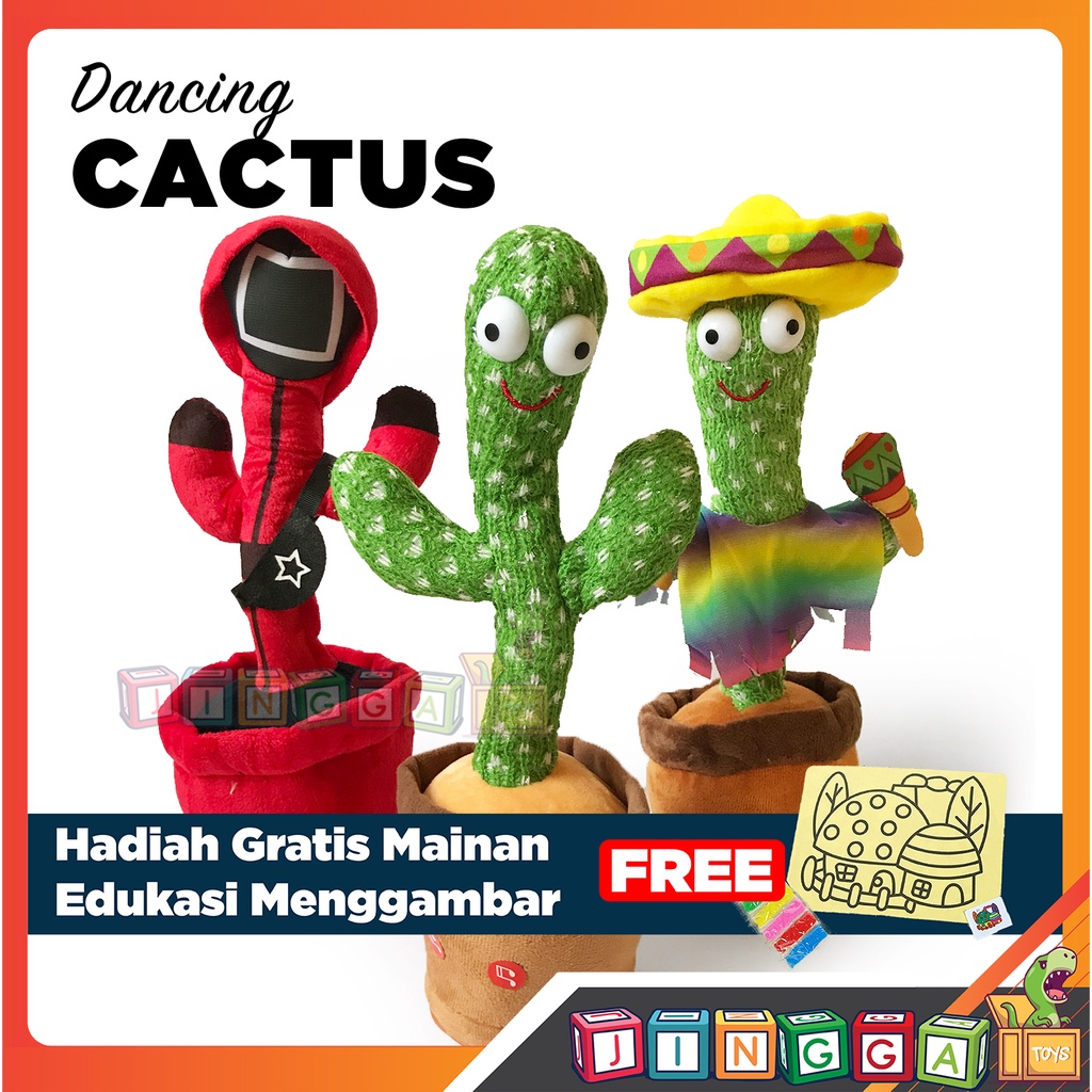 KAKTUS GOYANG BISA NGOMONG MAINAN ROBOT JOGET ROBOTAN JOGED DANCING CACTUS BONEKA SMART MURAH ANAK L