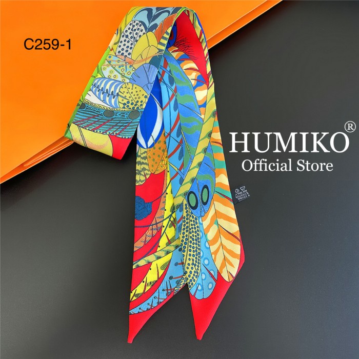 Scarf Humiko White Cat Scarf Twilly/Scarf Leher/Scarf Untuk Tas