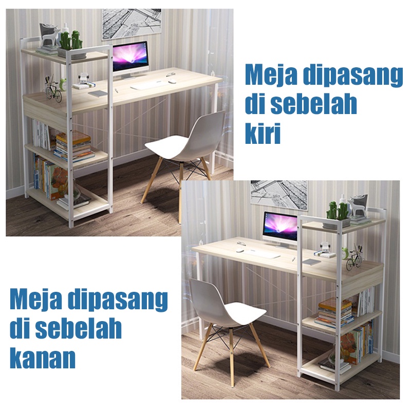 HRAK 120cm Meja kantor/Meja kerja dengan Rak Serbaguna/Meja belajar/Meja komputer/Meja Ruang Belajar/Meja kamar tidur/Meja Modern Minimalis