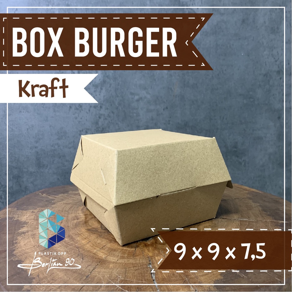 

Dus Burger Box Size M,L Kraft Kotak Brown Paper Craft Roti Kue Snack Makanan / Box Burger / Dus Burger / Kemasan Burger / Wadah Burger / Tempat Burger