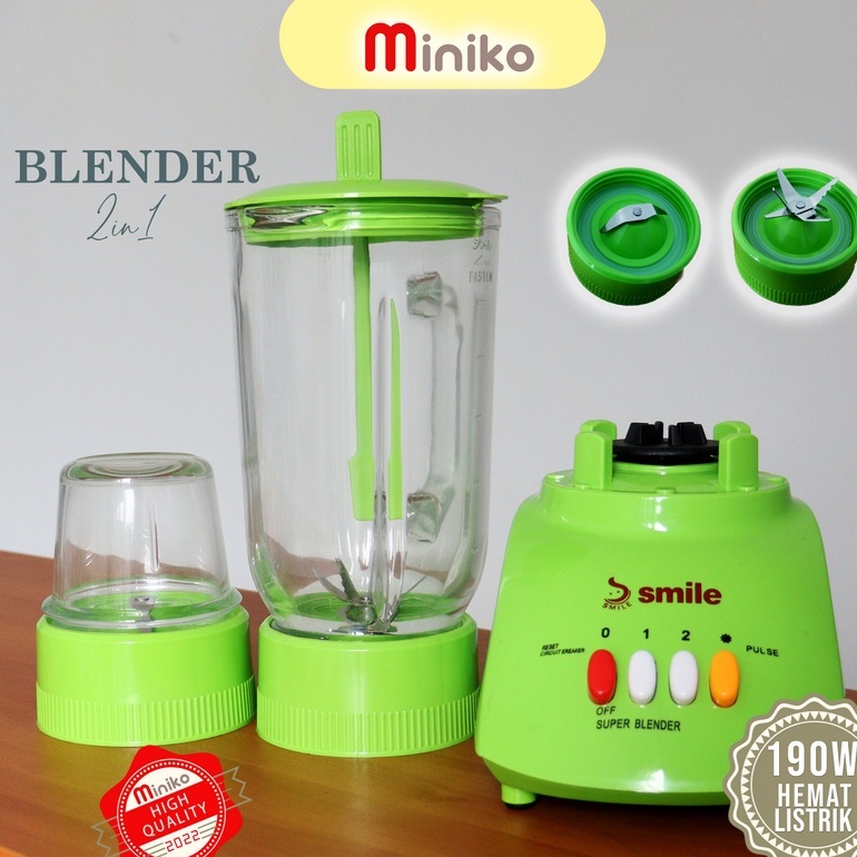 Blender National Smile 2in1 Blender Set Bumbu Daging Jus Es Berbahan Kaca Dan Plastik - Blender Murah