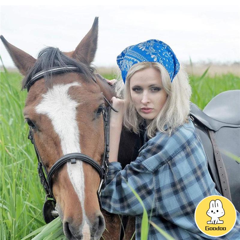 Bandana korea Rambut Scraft Multifungsi Syal Segitiga Elastic Longgar Kepala Dicetak dengan Syal Kepala Tembakau Headband -Doo