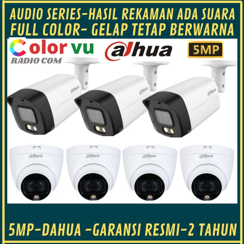 PAKET CCTV DAHUA 5MP FULL COLOR 8 CHANNEL 7 KAMERA AUDIO FULL COLOR