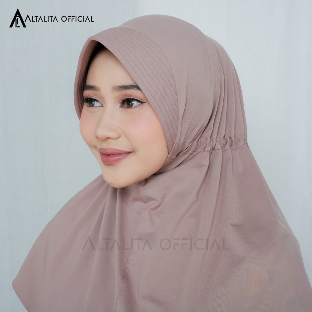 Altalita - Kerudung Instan Serut Jokowi Menutup Dada pet Antem Polos Bahan Jersey Premium Cocok untuk Sekolah Olahraga Volly Futsal Senam dan Sehari-hari