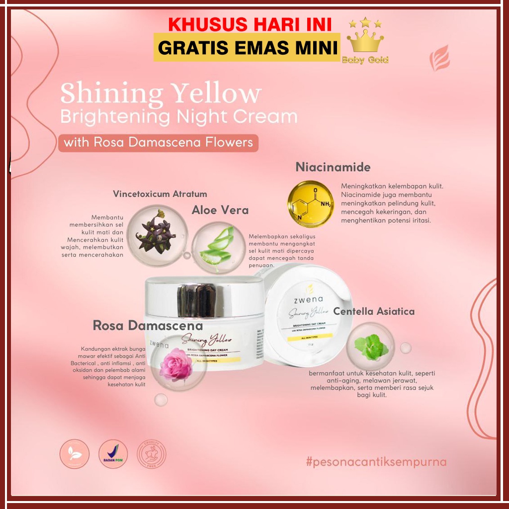 Zwena Brightening Night Cream Original dan BPOM - Mencerahkan dan Menutrisi Kulit di Malam Hari