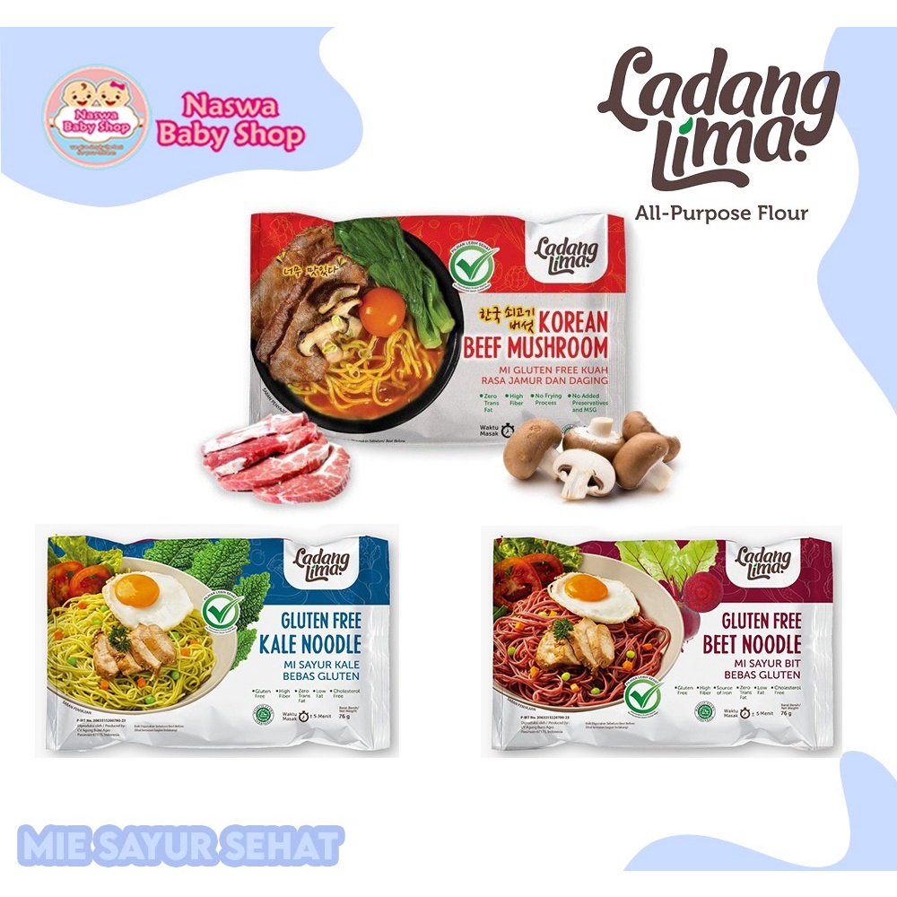 

Ladang Lima Korean Noodle Gluten Free Mie Non MSG 76gr 94gr