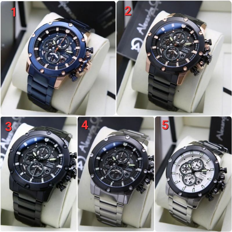 ORIGINAL GARANSI RESMI 1 TAHUN JAM TANGAN PRIA ALEXANDRE CHRISTIE CHRONOGRAP RANTAI STAINLESS STEEL 