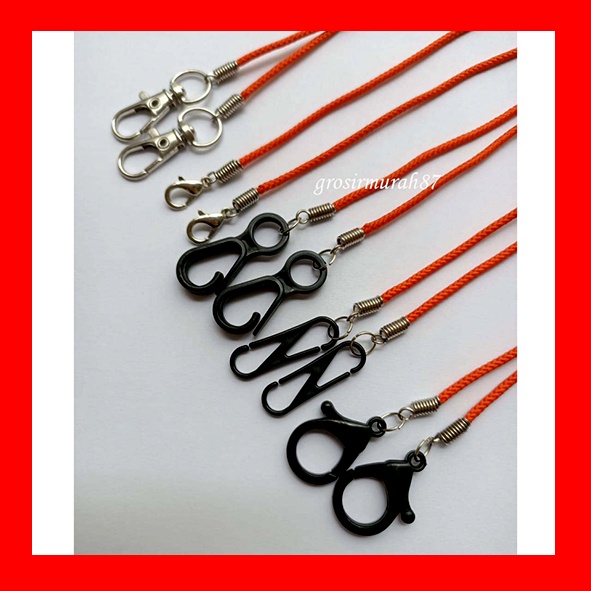 Tali masker dewasa lanyard kalung masker non elastis warna orange ready stok cantolan kokot cantolan besi atau plastik