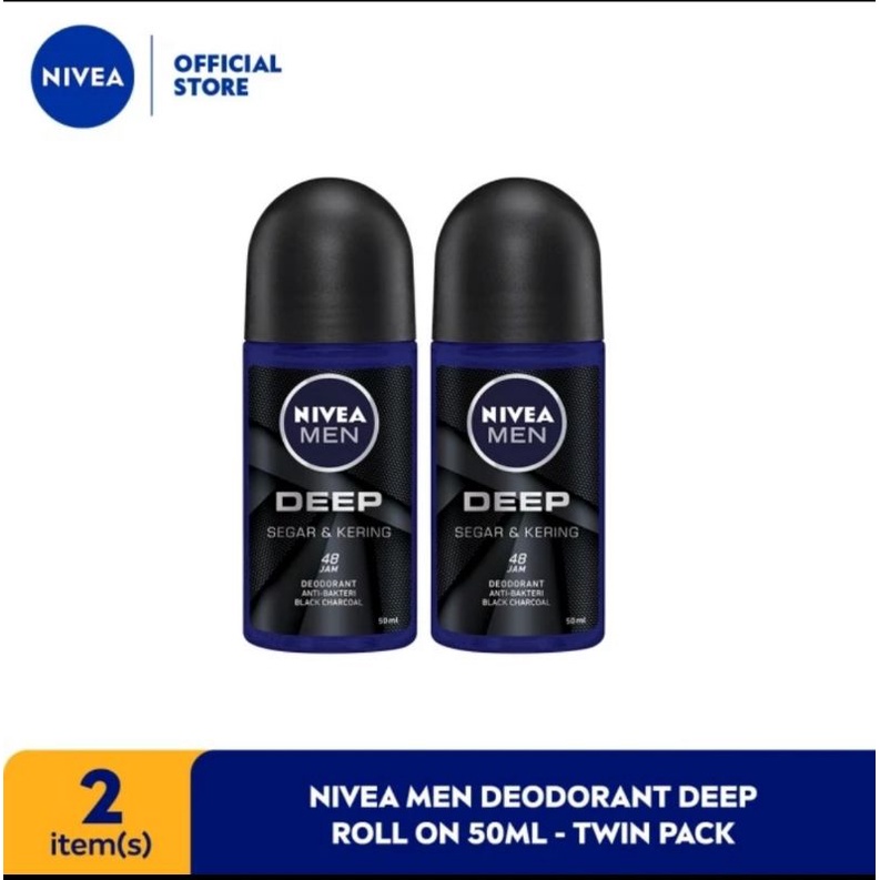 NIVEA MEN DEEP DEODORANT ROLL ON COOL KICK 50 ML 50ML ISI 2 PCS